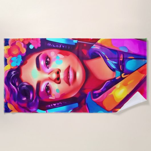 レディ・ファンキーデジタル・アートワーク ビーチタオル (正面)