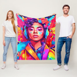 レディ・ファンキーデジタル・アートワーク フリースブランケット