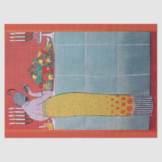 レディ＆フルーツ テーブル セット アールデコ ビューティー ファッション 薄葉紙 (正面)