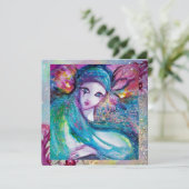 レディ ブルー マスク エレガント マスカレード ウェディング パーティー 招待状 (スタンド正面)