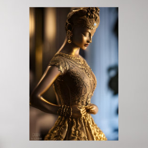 レディ – ブロンズ像 – AIファンタジーアートポートレート ポスター