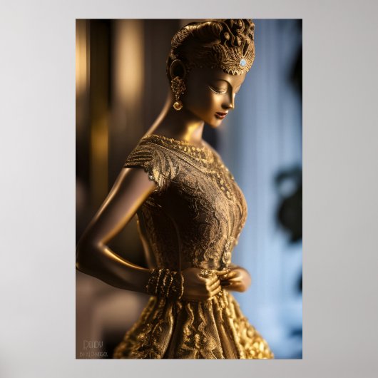 レディ – ブロンズ像 – AIファンタジーアートポートレート ポスター (正面)