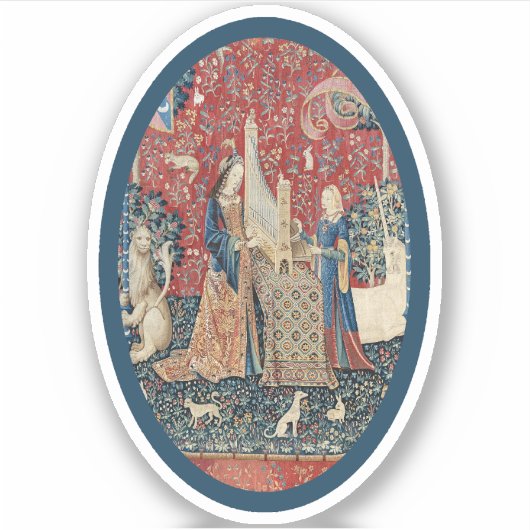 レディ&ユニコーン（ヒアリング）ビニールステッカー シール (正面)