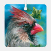 レディ（鳥）ショウジョウコウカンチョウバードウィズ離れビー メタルオーナメント (裏面)