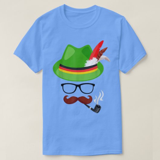 レデルホセンオクトーバーフェストドイツ顔グラスハロー Tシャツ (デザイン正面)