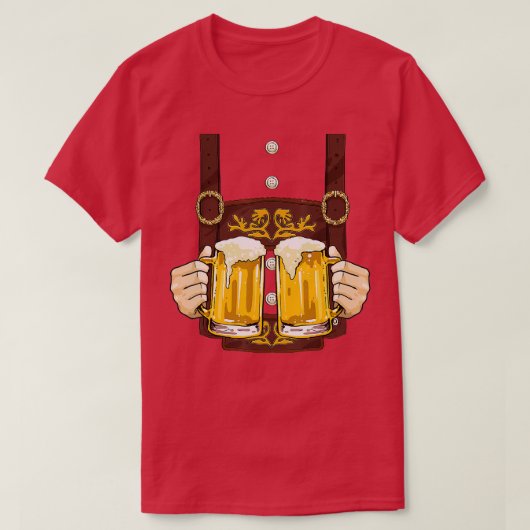 レデルホーゼン衣装オクトーバーフェストメンズプロストビールマグ Tシャツ (デザイン正面)