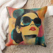 レトはっきりしたウーマンinサングラス クッション (ブランケット)