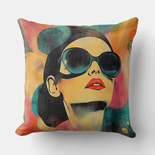 レトはっきりしたウーマンinサングラス クッション (正面)