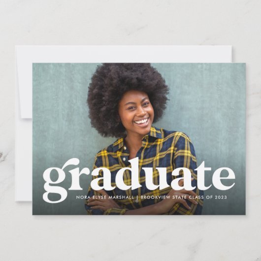 レトはっきりしたロ水平写真卒業 案内状 (正面)