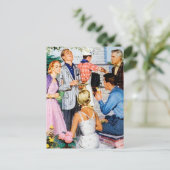 レトカッコいいヴィンテージbbqパーティー ポストカード (スタンド正面)