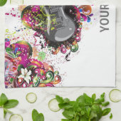 レトカラフルパーソナライズされたロ音楽ギタータオル キッチンタオル (折り畳み)