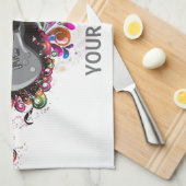 レトカラフルパーソナライズされたロ音楽ギタータオル キッチンタオル (四つ折り)