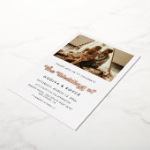 レトスタイリッシュロ結婚の写真バラ金ゴールド 箔招待状 (回転した状態)