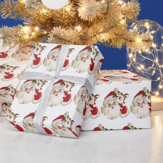 レトビンテージクリスマスサンタトナカイタイルパーティー ラッピングペーパー (クリスマス)