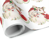 レトビンテージクリスマスサンタトナカイタイルパーティー ラッピングペーパー (ロールコーナー)