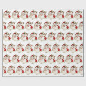 レトビンテージクリスマスサンタトナカイタイルパーティー ラッピングペーパー (フラット)