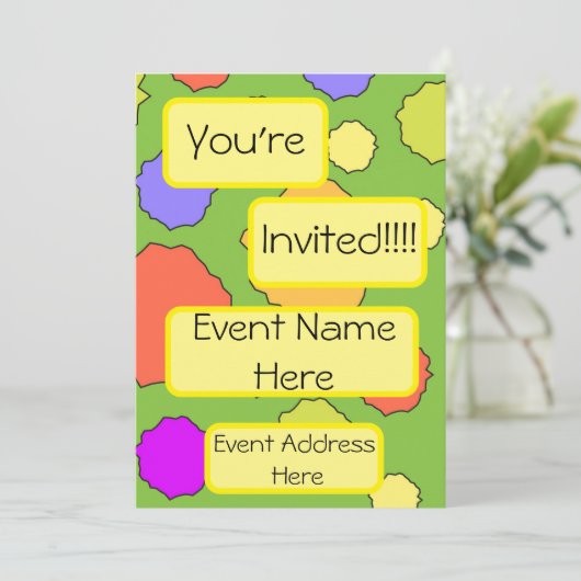 レトファンキーカラフル円 招待状 (スタンド正面)