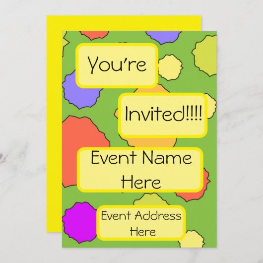 レトファンキーカラフル円 招待状 (正面/裏面)