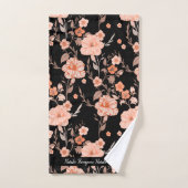 レトモダンロ(スクリプスタイリッシュトlブラックフローラ) バスタオルセット (ハンドタオル)