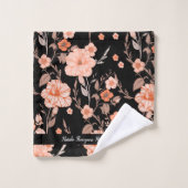 レトモダンロ(スクリプスタイリッシュトlブラックフローラ) バスタオルセット (ウォッシュタオル)