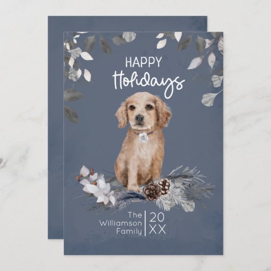 レトリエバーパピーウォーターカラーハッピー シーズンカード (正面/裏面)