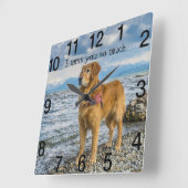 レトリバーでビーチ恋しく思ユー スクエア壁時計 (傾斜)
