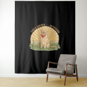 レトリバーで人生の黄金かわいい – ゴールデンデザイン タペストリー (インサイチュ)