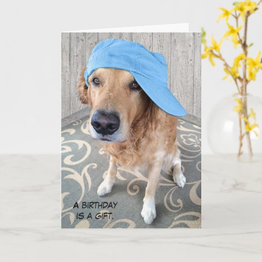 レトリバー誕生日 カード (黄色い花)