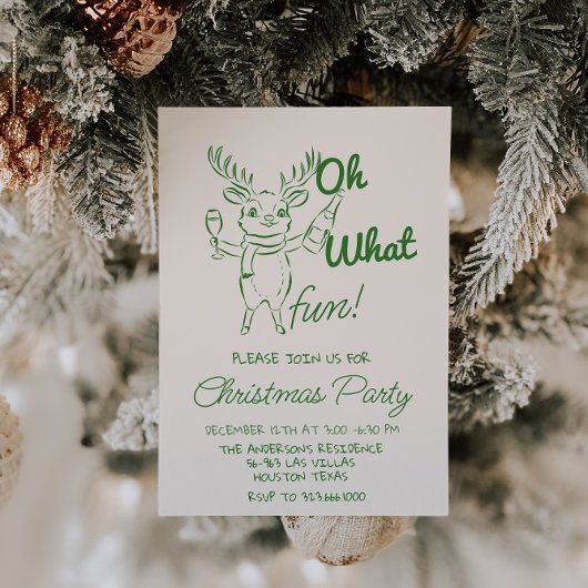 レトロああ何おもしろいクリスマスキュートトインデアパーティー 招待状