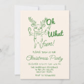 レトロああ何おもしろいクリスマスキュートトインデアパーティー 招待状 (正面)