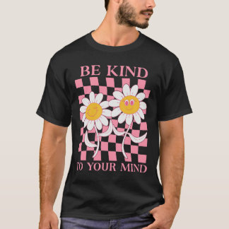 レトロあなたの心に優しくしなさいメンタルヘルス認識度 Tシャツ
