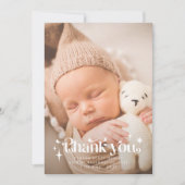 レトロありがとうございますオーバーレイ写真誕生のお知らせ 案内状 (正面)