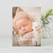 レトロありがとうございますオーバーレイ写真誕生のお知らせ 案内状 (スタンド正面)