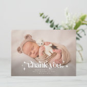 レトロありがとうございますオーバーレイ写真誕生のお知らせ 案内状 (スタンド正面)