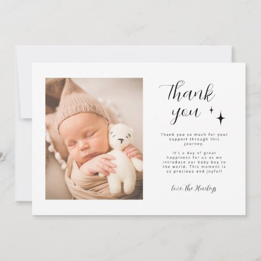 レトロありがとうございますオーバーレイ写真誕生のお知らせ 案内状 (裏面)