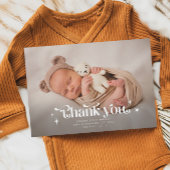 レトロありがとうございますオーバーレイ写真誕生のお知らせ 案内状