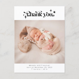 レトロありがとうベビー写真誕生のお知らせ 案内ポストカード