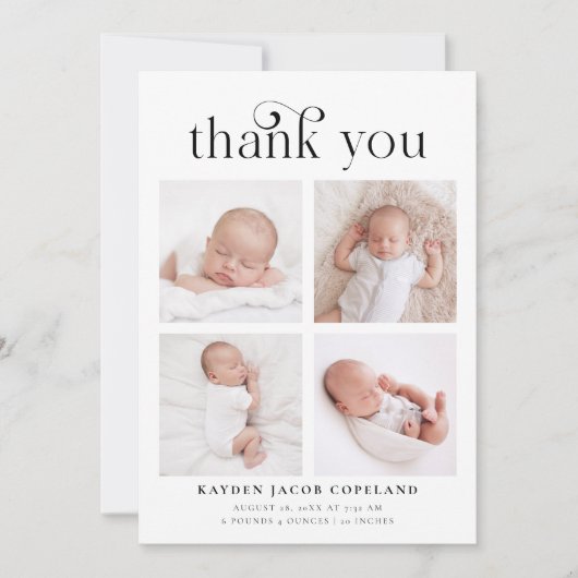 レトロありがとう旋回誕生発表写真 案内状 (正面)