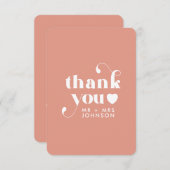 レトロありがとう結婚の写真 |ほこりっぽいピンクカード サンキューカード (正面/裏面)