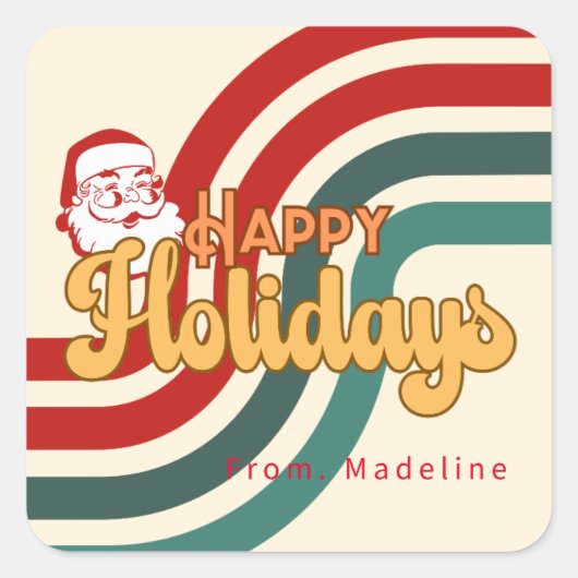 レトロいけなサンタクロース スクエアシール (正面)