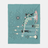 レトロいけな子猫クリスマス©stuxtine フリースブランケット (正面)