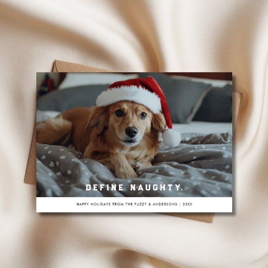 レトロいけなDefine Christmas Santa Hat Dog写真 シーズンカード