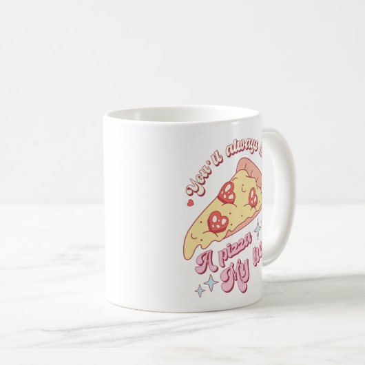レトロいつも私のハートマグカップのピザを持っている コーヒーマグカップ (正面右)