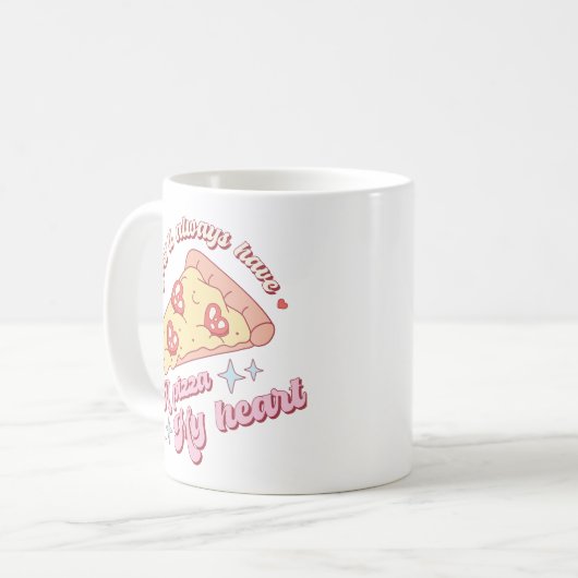 レトロいつも私のハートマグカップのピザを持っている コーヒーマグカップ (正面左)