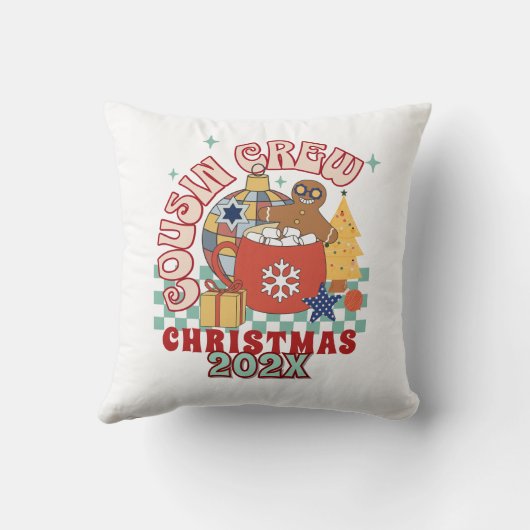 レトロいとこのクルーのクリスマスの子供たち クッション (裏面)