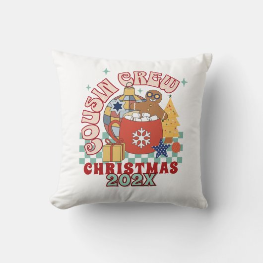 レトロいとこのクルーのクリスマスの子供たち クッション (正面)