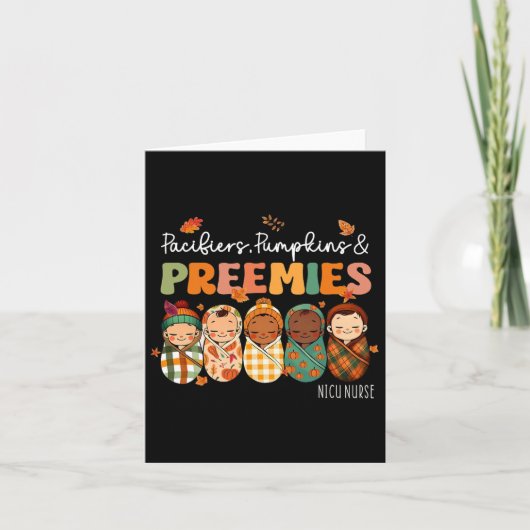 レトロおしゃれカボチャPreemies Thanksgiving Nic カード (正面)