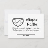 レトロおむつラッフルベビーシャワー囲いカード 招待状 (正面)