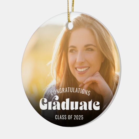 レトロおめでとうございます2025年大学院の写真 セラミックオーナメント (左)