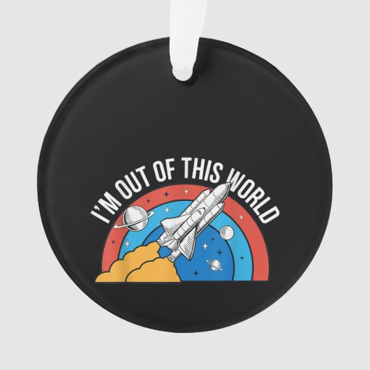 レトロおもしろいこの世界の宇宙ロケットから オーナメント (正面)